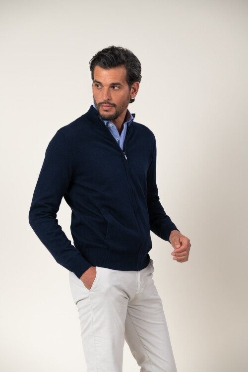 Sweater Full Zip Azul Marino