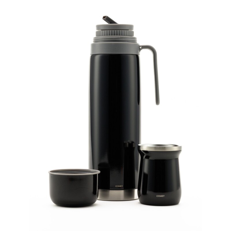 Set termo Comet Bologna 1 lt + Mate de 160 ml Negro metal