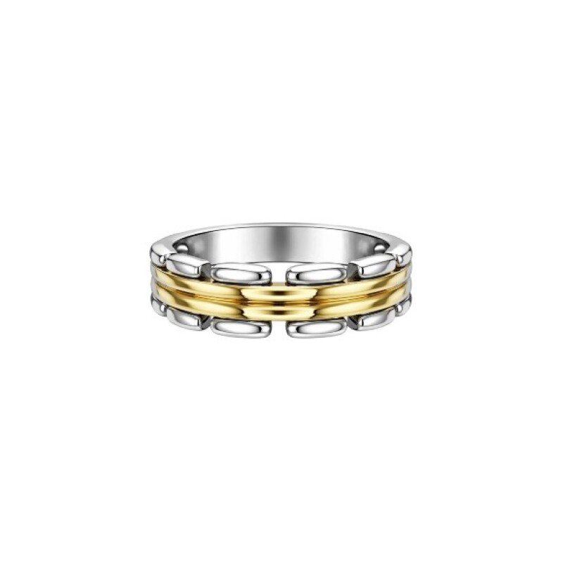 Anillo Labrado - Plata y Oro- Sin Piedra-AN5979 sinpiedra