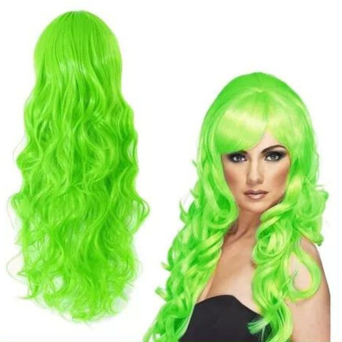 Peluca Larga con Ondas Verde