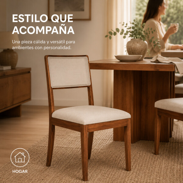 Silla De Comedor ComboHome Lola Madera Maciza Ratan Natural Blanco 1