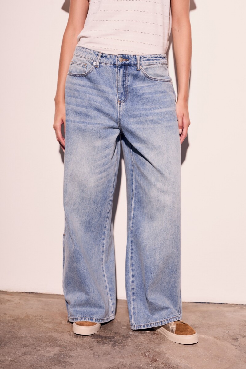 Jean Wide Leg Cierres Denim