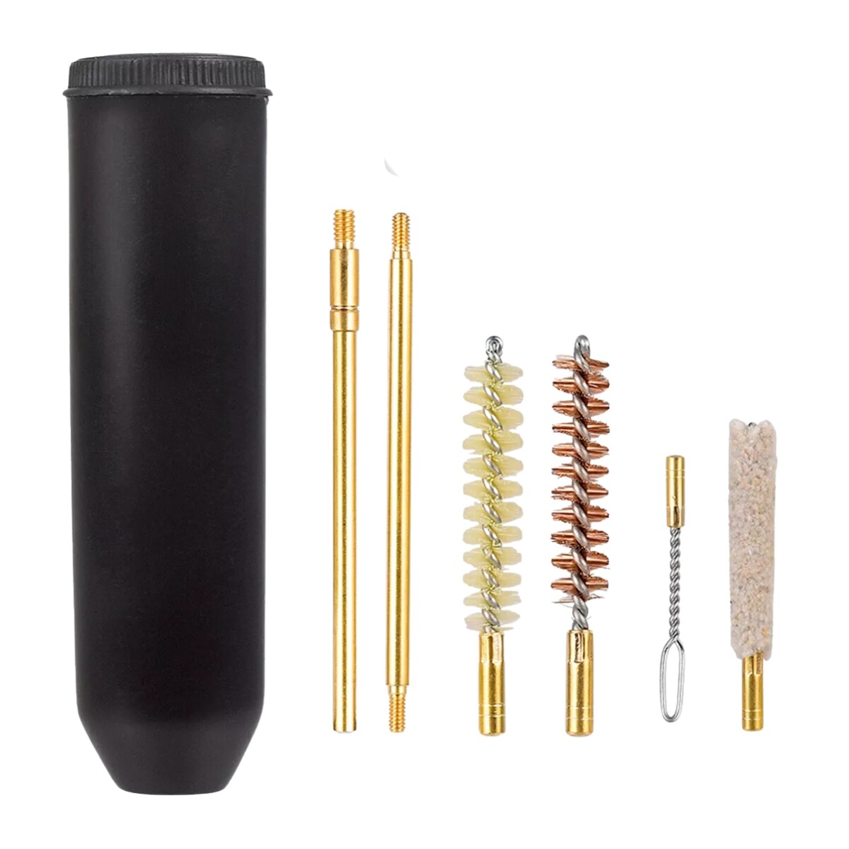 Kit de limpieza cilíndrico para armas calibre 9mm, .38 y .357 