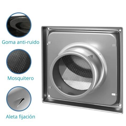 Rejilla de Ventilación Exterior Tipo Campana en Acero Inoxidable (Salida Ø15 cm) Rejilla de Ventilación Exterior Tipo Campana en Acero Inoxidable (Salida Ø15 cm)