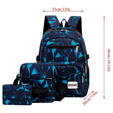 Set x3 Mochila Escuela Juvenil 18'' Expert Azul