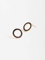 Pendientes De Aro Con Cristales negro