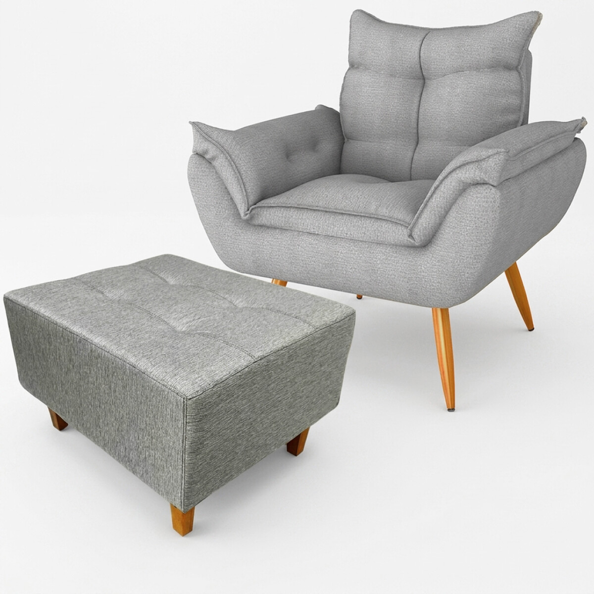 Juego De Living Sillón con puff - Gris 