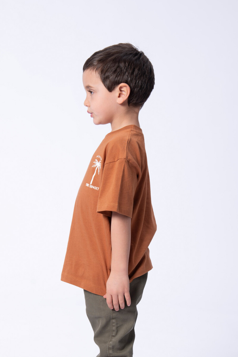 Remera Manga corta Oversize Palmera Mostaza