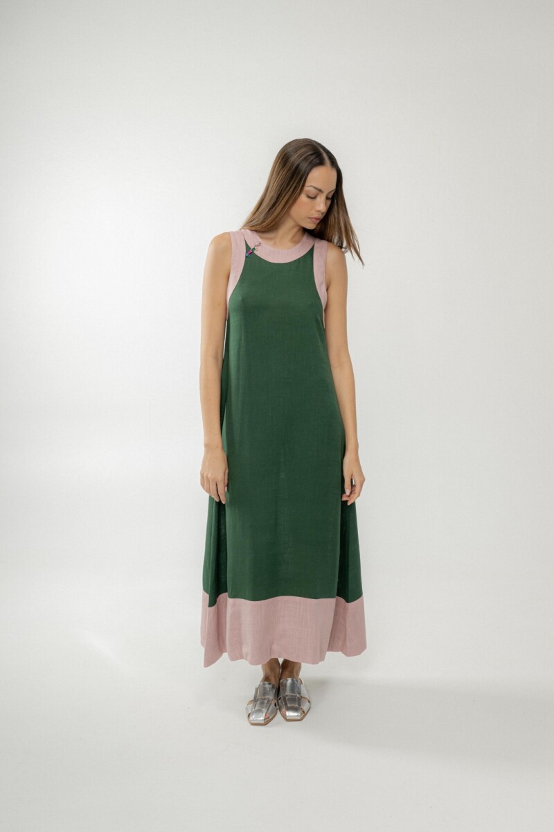 VESTIDO ACAI LONG SS25 Menta Y Rosa