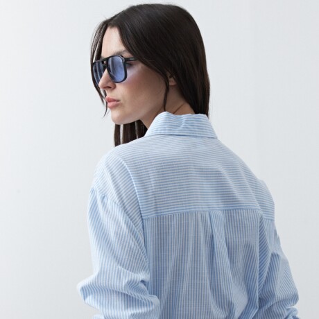 CAMISA DANAE STRIPE Blanco/Celeste