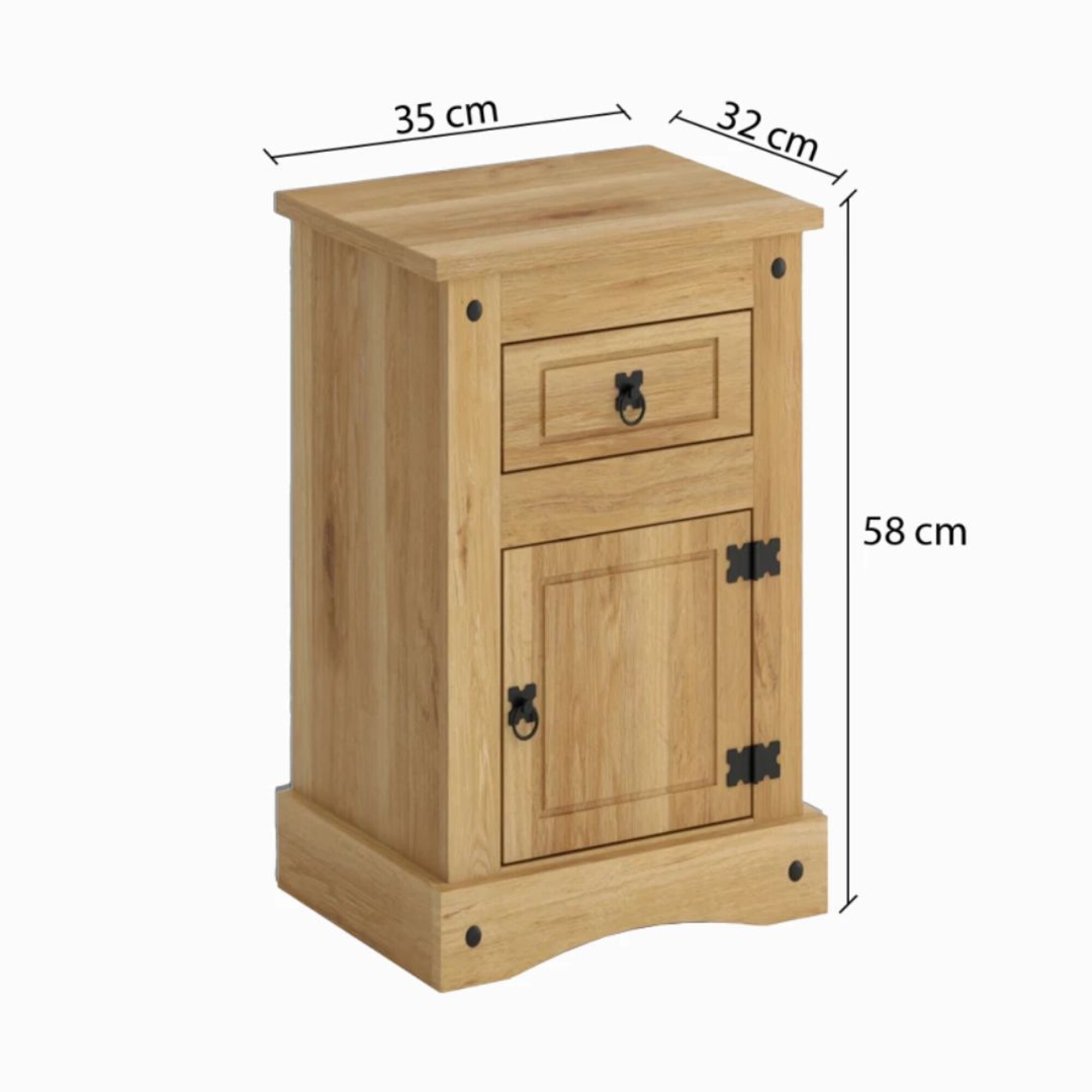 Mesa de luz 1 Puerta 1 Cajón - Linea Mexicana Natural — Brillante