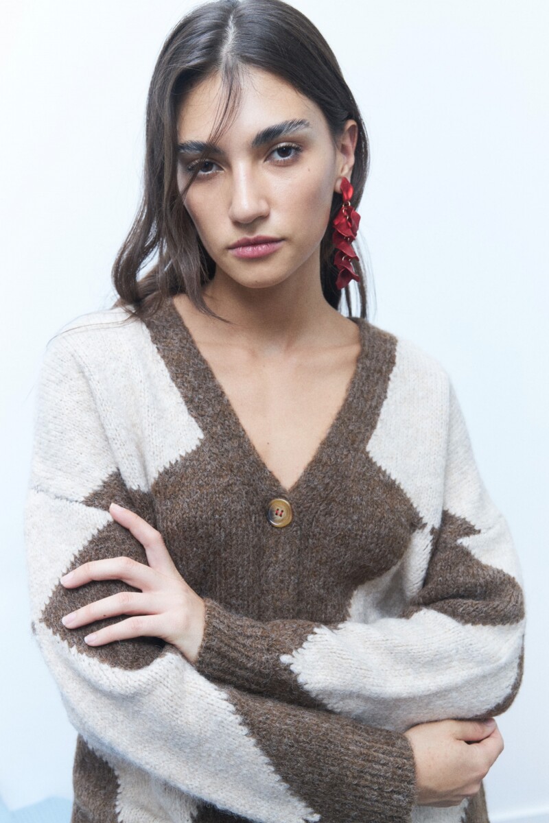 Cardigan rombos marrón