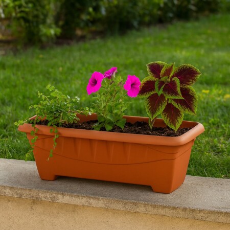 MACETA JARDINERA RECTANGULAR 7LTS TERRACOTA TERRACOTA