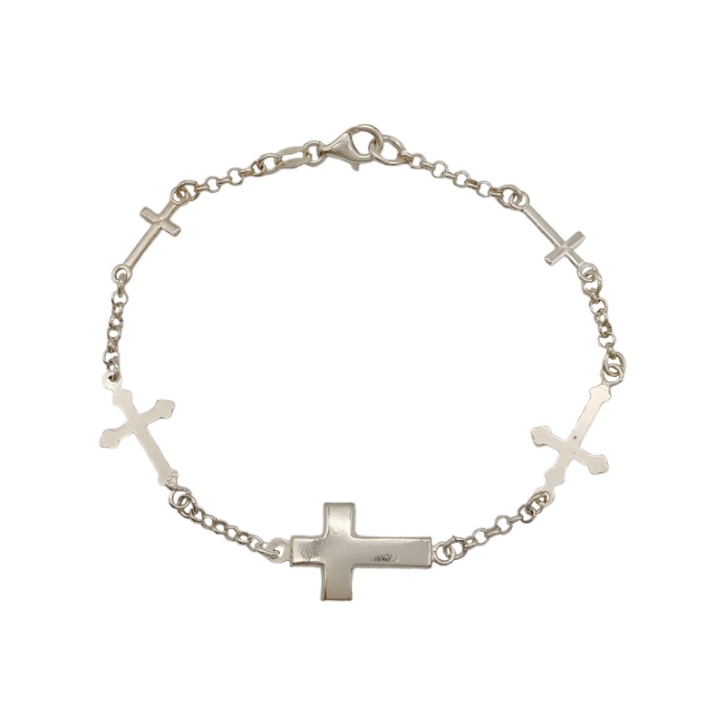 Pulsera Cruces-Plata 925-Sin Piedra-PU3512 sinpiedra