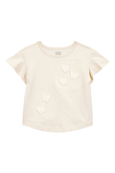 Remera de algodón, estampa mariposas Sin color