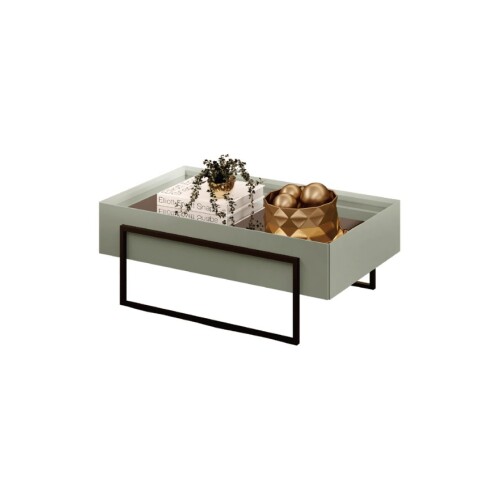 Mesa De Living Vidrio Y Metal - Pilar Verde