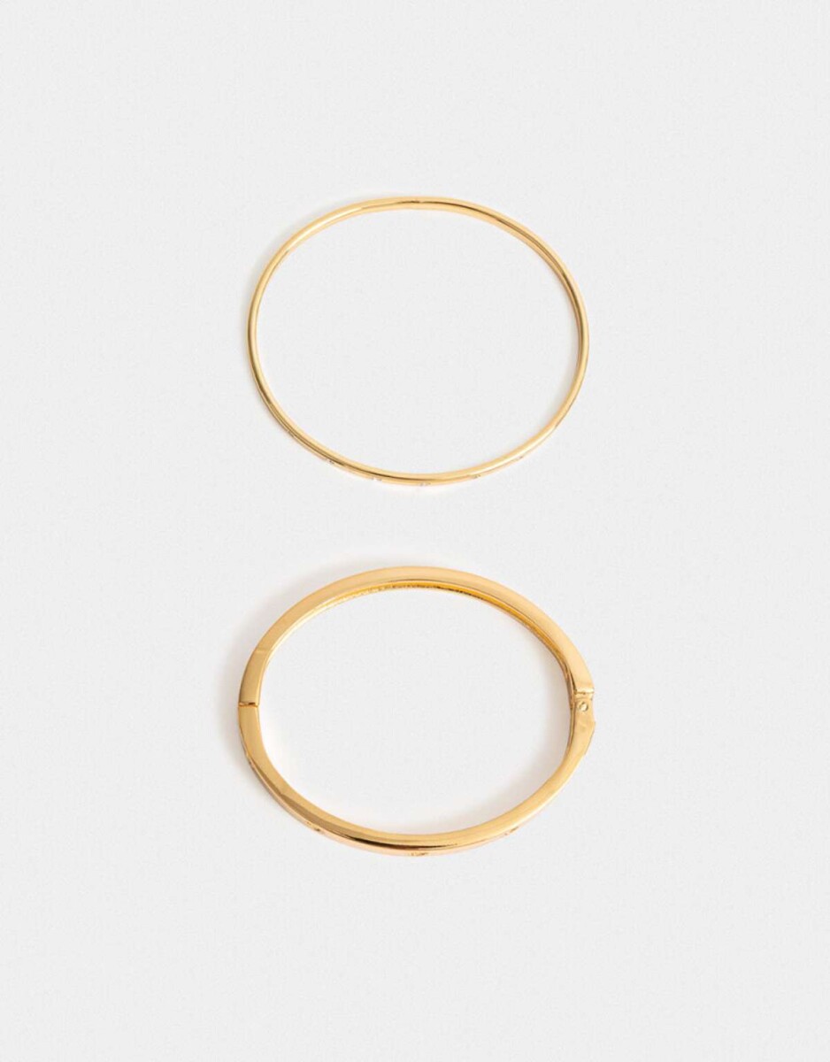 Pulseras Rigidas Sets Bañado En Oro Blanco - Dorado 