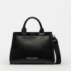 Cartera de Mano Anette Chica en Efecto Cuero Liso Negro