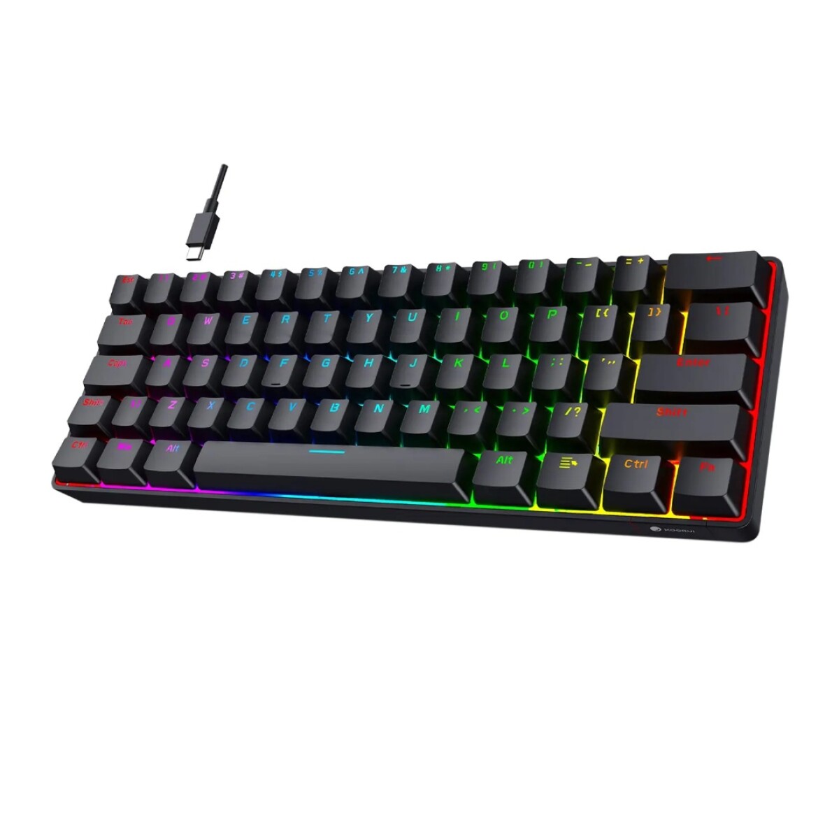 Teclado mecánico H61K 60% negro con cable 