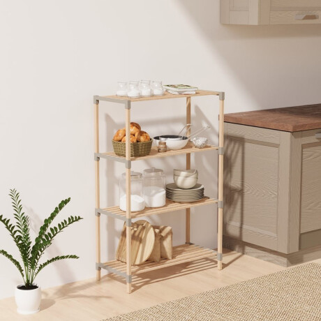 Estantería Organizadora Rack 4 Niveles 116x65x30Cm Madera PP Natural