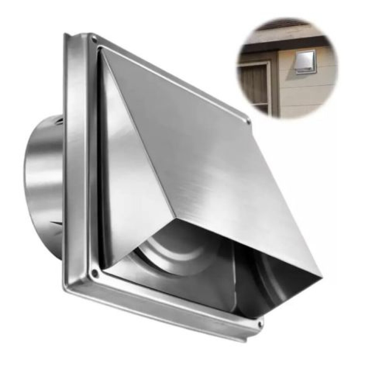 Rejilla de Ventilación Exterior Tipo Campana en Acero Inoxidable (Salida Ø10 cm) 