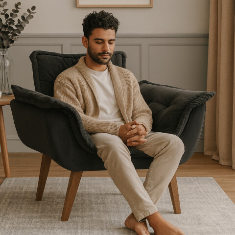 SILLON Butaca EROS Poltrona con asiento y espaldar de espuma revestido en terciopelo - Grafito SILLON Butaca EROS Poltrona con asiento y espaldar de espuma revestido en terciopelo - Grafito
