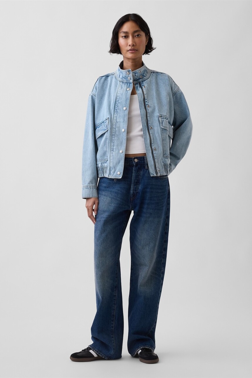 Campera De Jean Bomber Light Wash