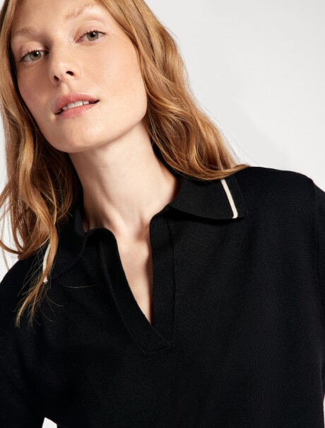 POLO MANGA CORTA EN TEJIDO DE PUNTO NEGRO