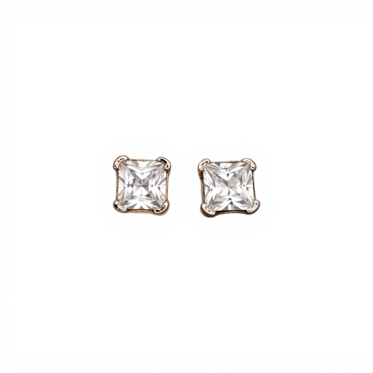 Caravanas Cuadrado-Plata 925-Piedra Zirconia-CA3132 - conpiedra 