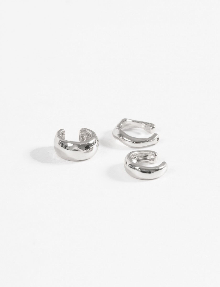 Set de tres earcuff shinny - plateado 