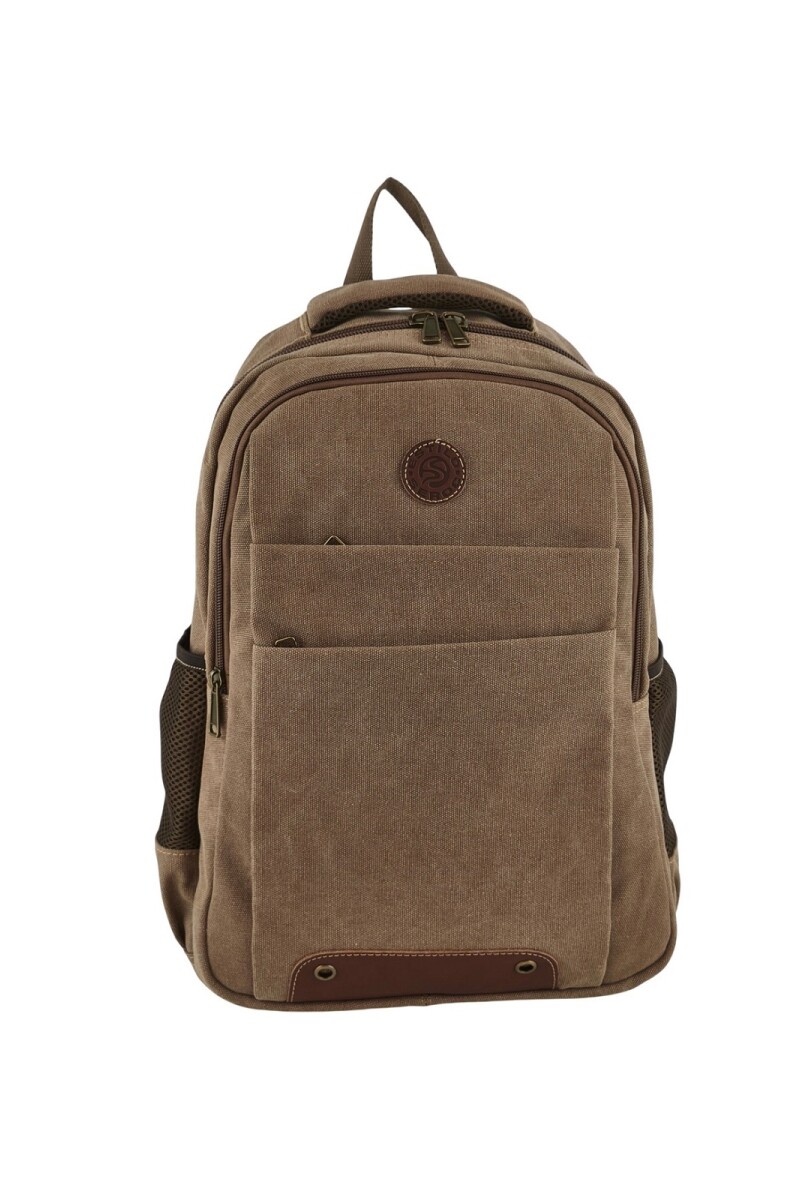 Mochila porta laptop de lona Marrón