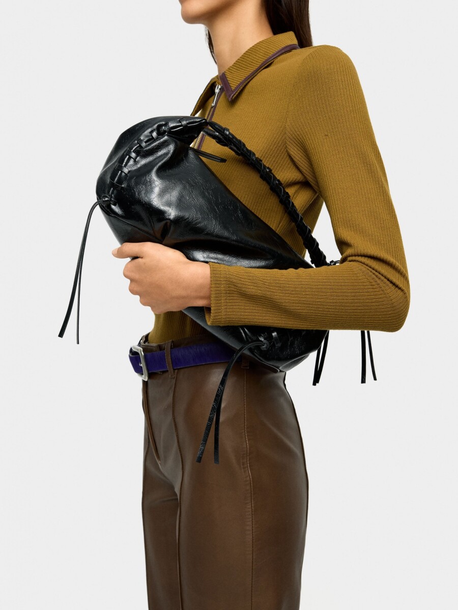 Bolso De Mano De Charol negro