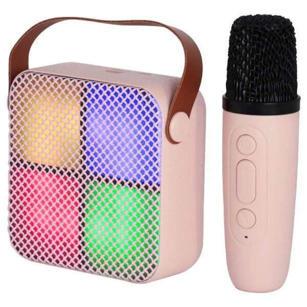Parlante Bluetooth Karaoke Con Micrófono Y Luces Portatil Ax Variante Color Rosa