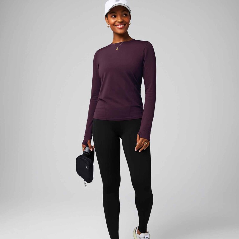 Polo Manga Larga Feather Tech+ Long-Sleeve Top Mujer Oxblood