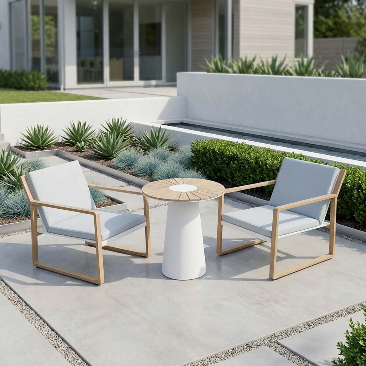 SET DE TERRAZA ALUMINIO - ALUMINIO BLANCO CORAL 