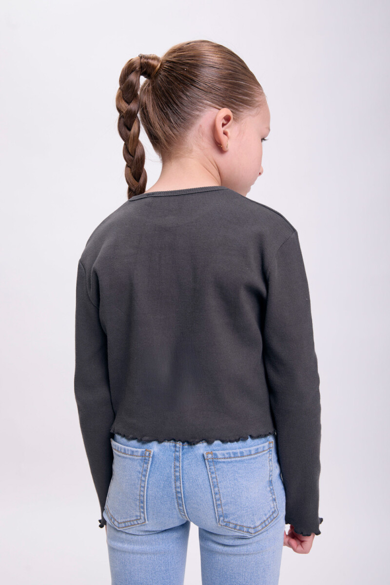 Remera rib crop Gris Oscuro