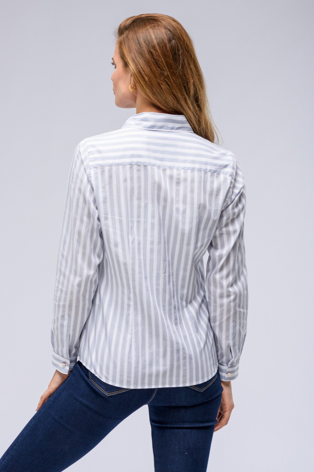 Camisa manga larga rayada Azul