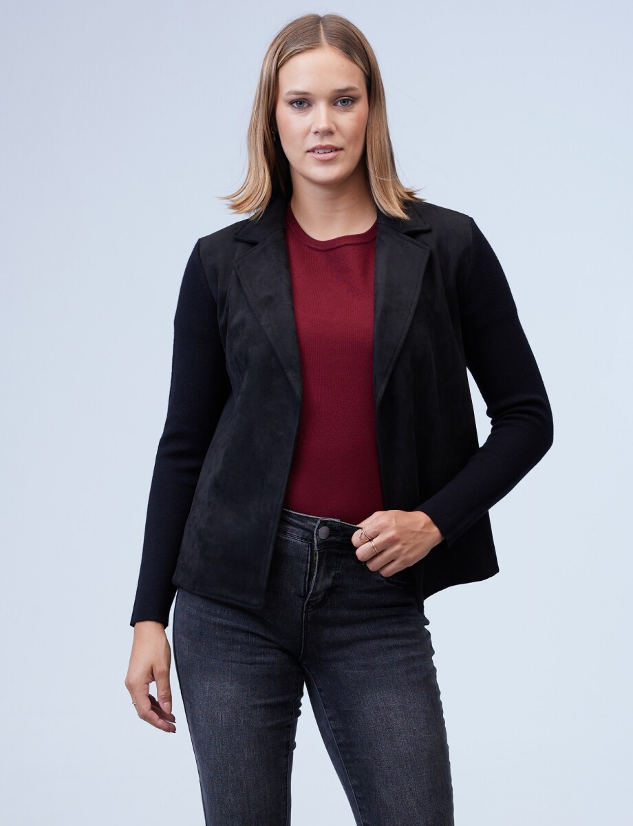 Chaqueta Combinada Suede - Negro 