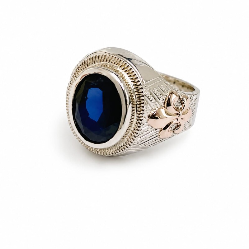 Anillo sello caballero con piedra oval Zafiro Anillo sello caballero con piedra oval Zafiro