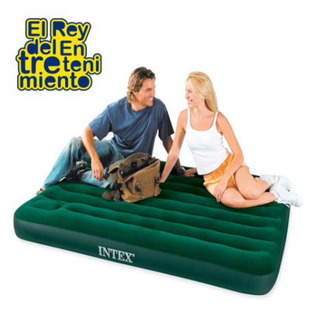 Colchón Inflable Intex 1 1/2plaza Grande Camping +inf Gris