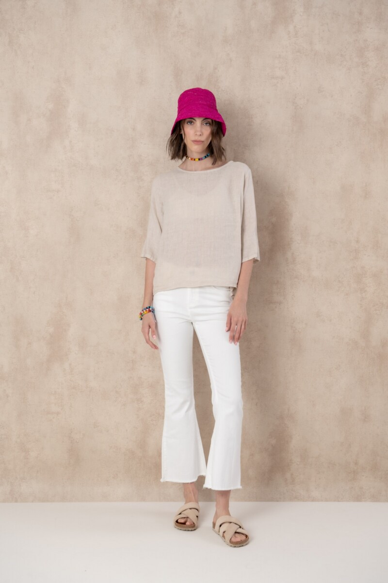 Blusa en lino - Beige 