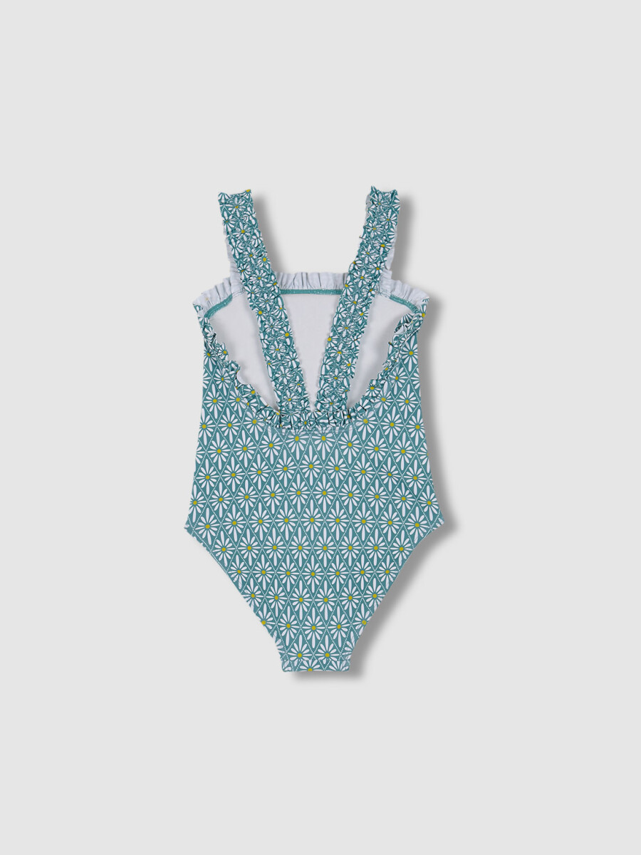 Bañador Estampado Flor Geometrica Azul Claro