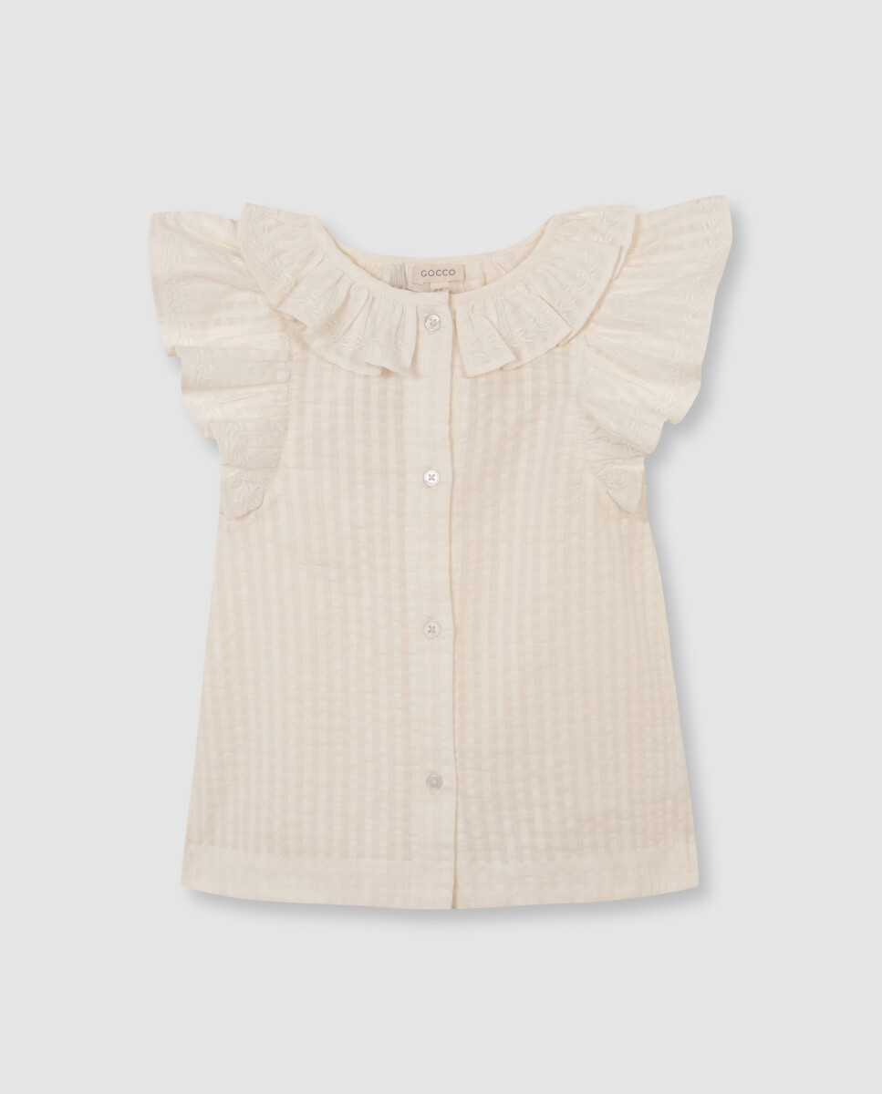 Camisa Con Cuello Y Manga Corta Con Caida - Piedra 