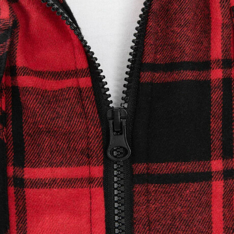 Campera Camisa Leñadora Cangurito Capucha Con Cierre Rojo