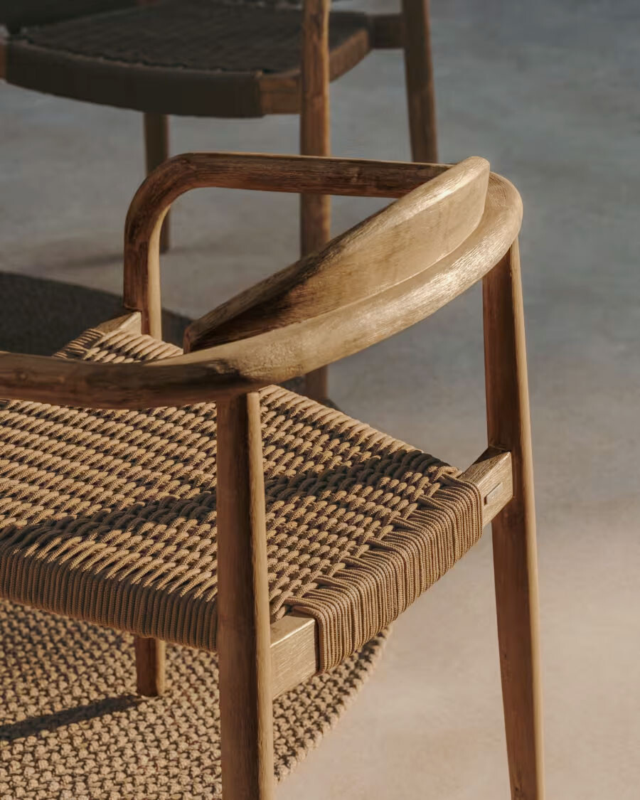 Silla Nina madera maciza de acacia y cuerda beige