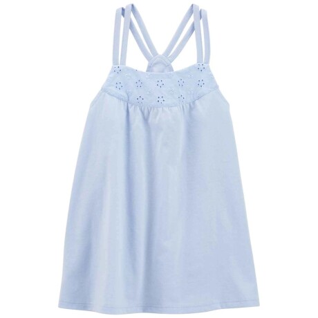 Musculosa Oshkosh con Detalle en Broderie y Tiras Dobles CELESTE