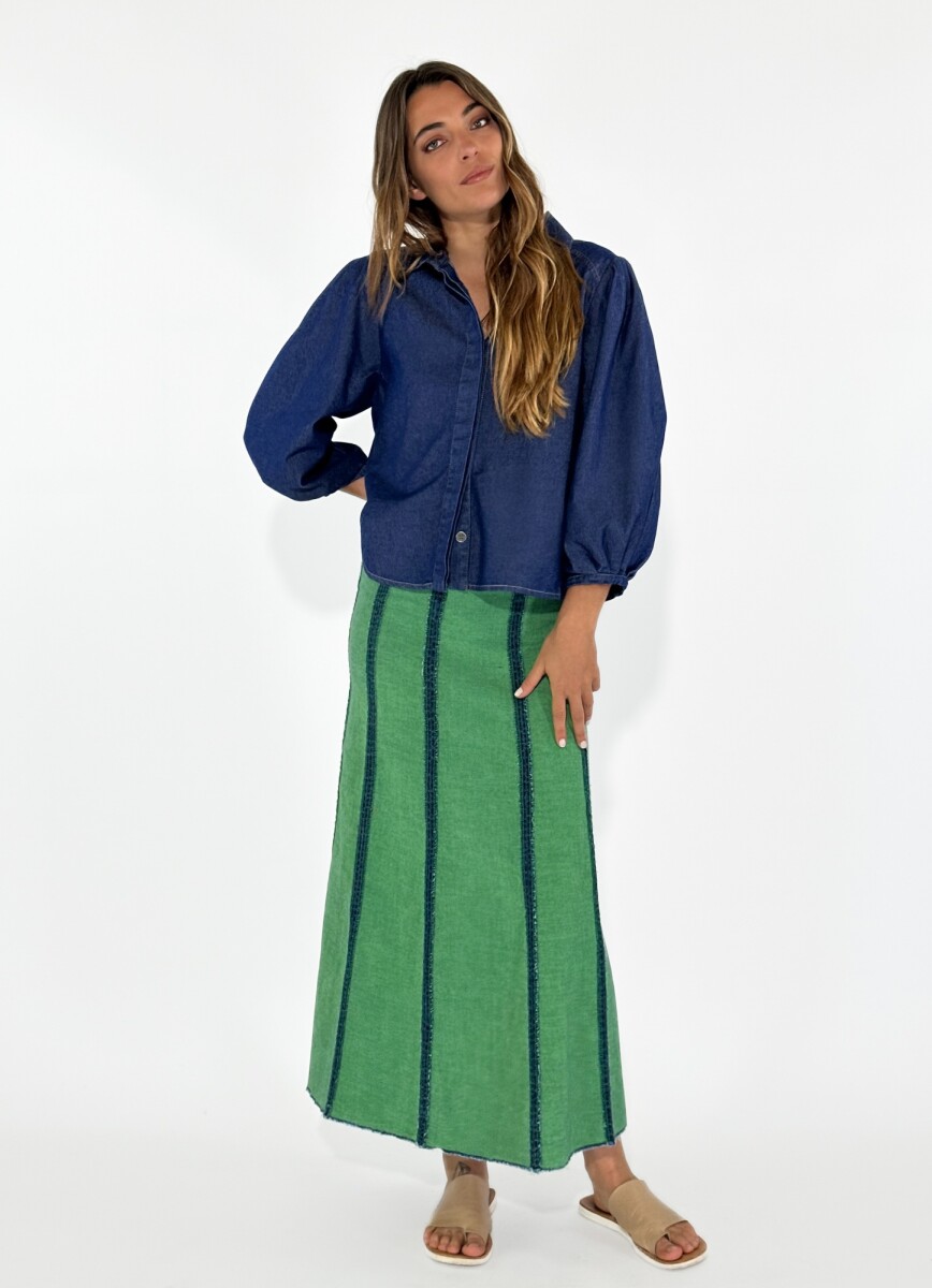 POLLERA CLARA - VERDE Y AZUL 
