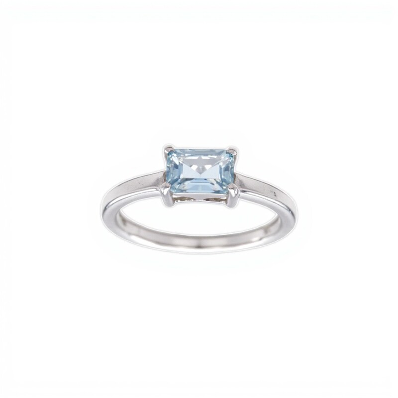 Anillo Solitario-Plata rodinada-Piedra Topacio azul-AN2012 conpiedra