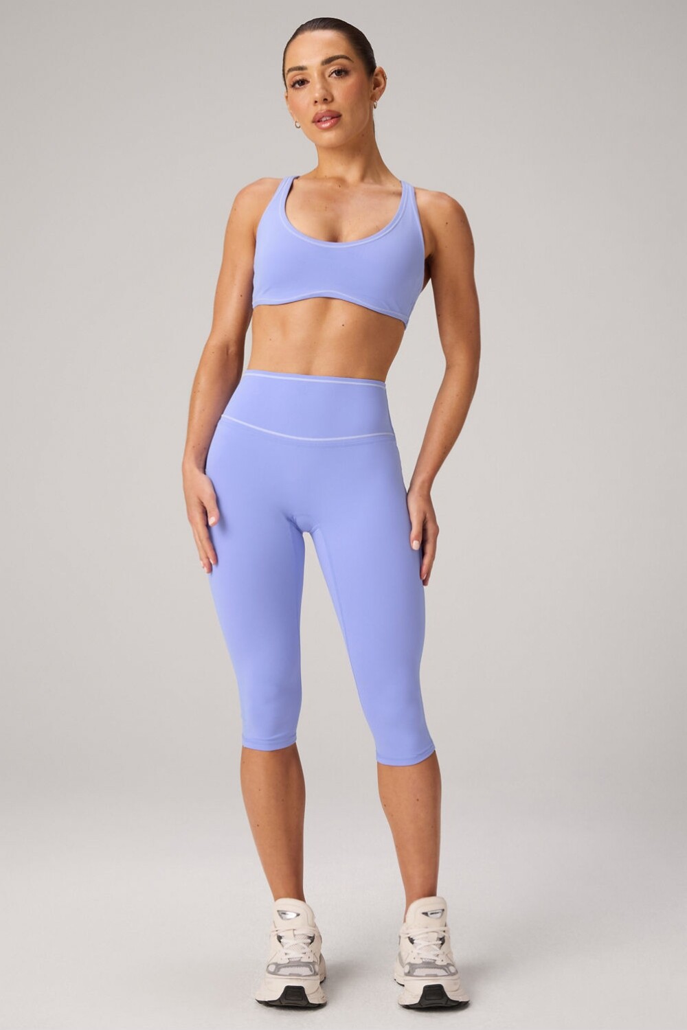 Legging The No-Seam Pureluxe Tlc High-Waisted Capri Mujer Moonlight Peri/Classic White