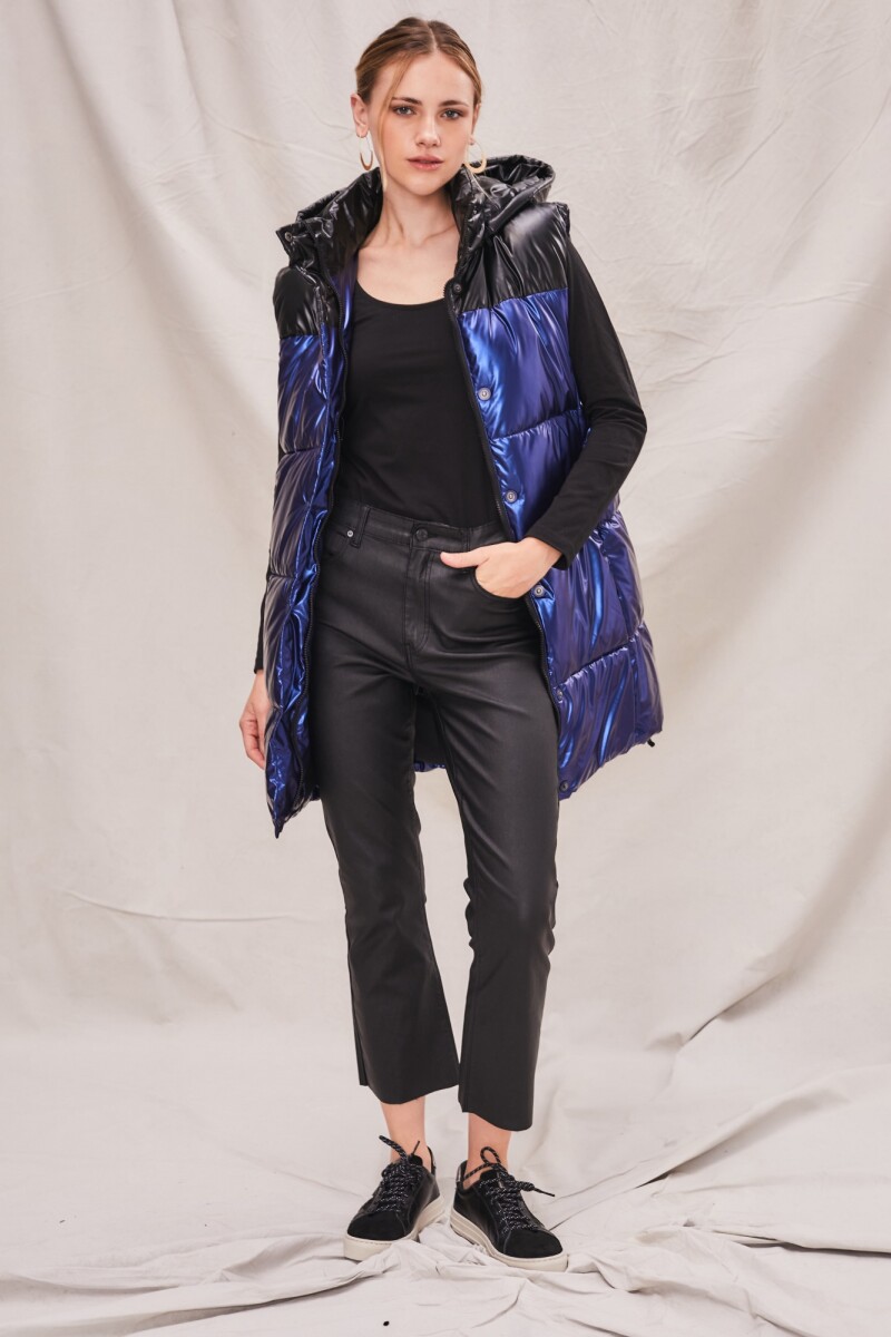 Chaleco Largo Combinado Azul